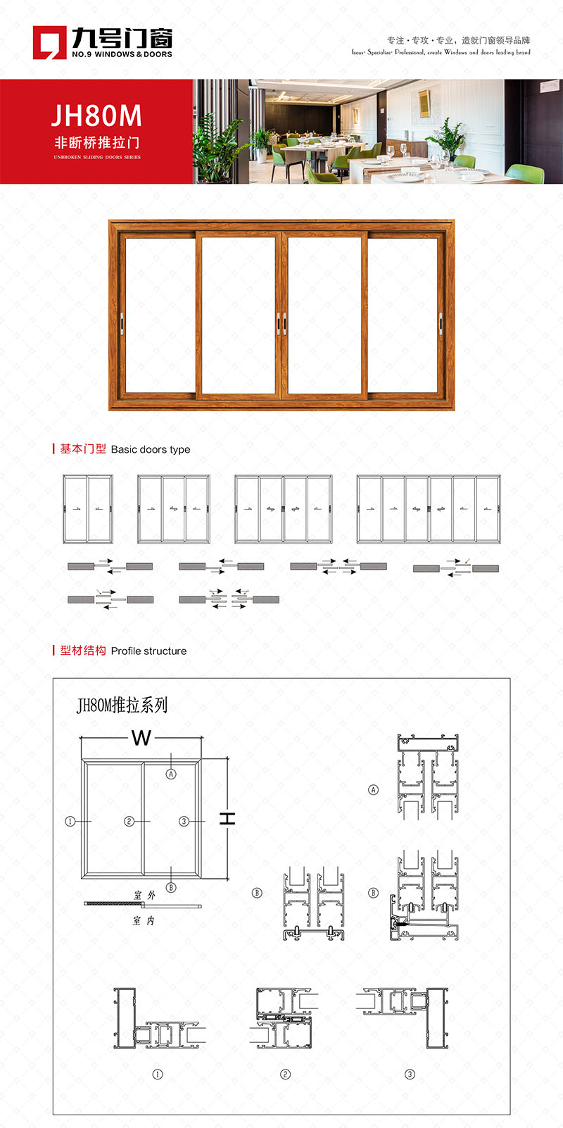 JH80M非斷橋推拉門