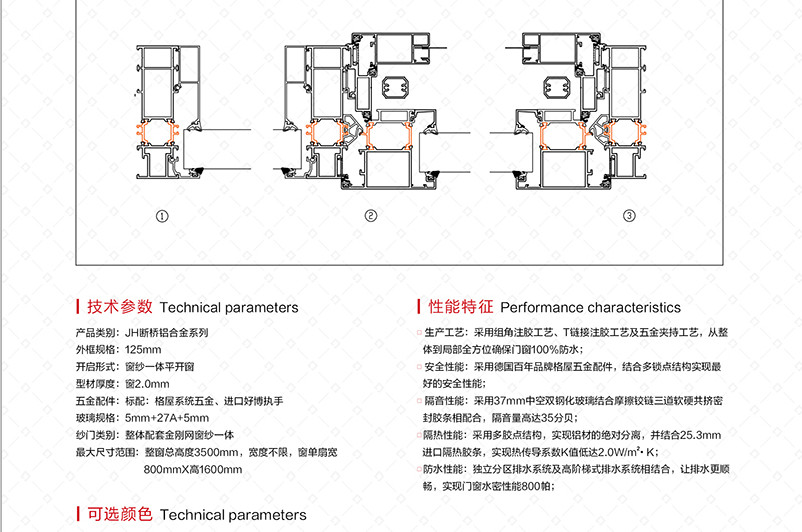 JH 125W 外開(kāi)斷橋窗紗一體